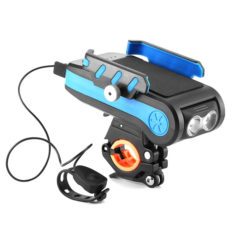 BG-2021 Luce anteriore per bicicletta 4 in 1 Supporto per telefono cellulare Luce per clacson Luce anteriore per mountain bike, 2400 MAH Black, 2400 MAH Red, 2400 MAH Blue, 4000 MAH Black, 4000 MAH Red, 4000 MAH Blue