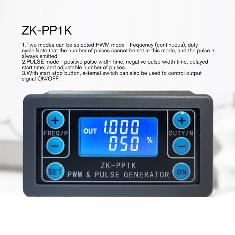 Generatore di segnale PWM ZK-PP1K 1Hz-150KHz Generatore di onda quadra regolabile con ciclo di lavoro della frequenza degli impulsi PWM