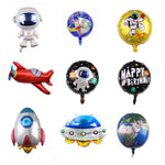 10 PCS Space Alluminio Film Palloncino Bambini Decorano Palloncini Decorazione Festa Di Compleanno,Stile:, Golden Space Man, Double-sided Space Man, Round Rocket, Space Rocket, Astronaut, Earth, Retro Plane, Universe, Space Birthday, Blue