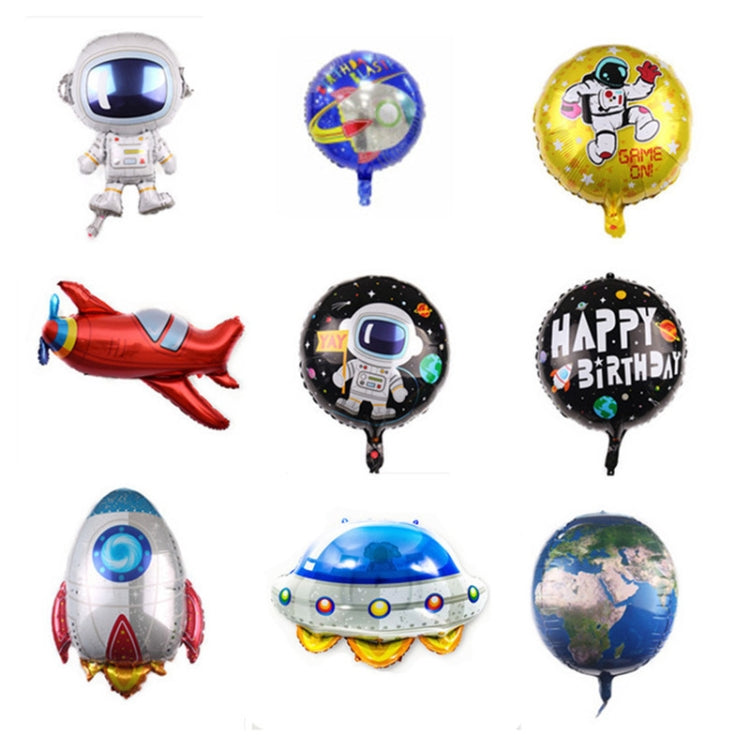 10 PCS Space Alluminio Film Palloncino Bambini Decorano Palloncini Decorazione Festa Di Compleanno,Stile:, Golden Space Man, Double-sided Space Man, Round Rocket, Space Rocket, Astronaut, Earth, Retro Plane, Universe, Space Birthday, Blue
