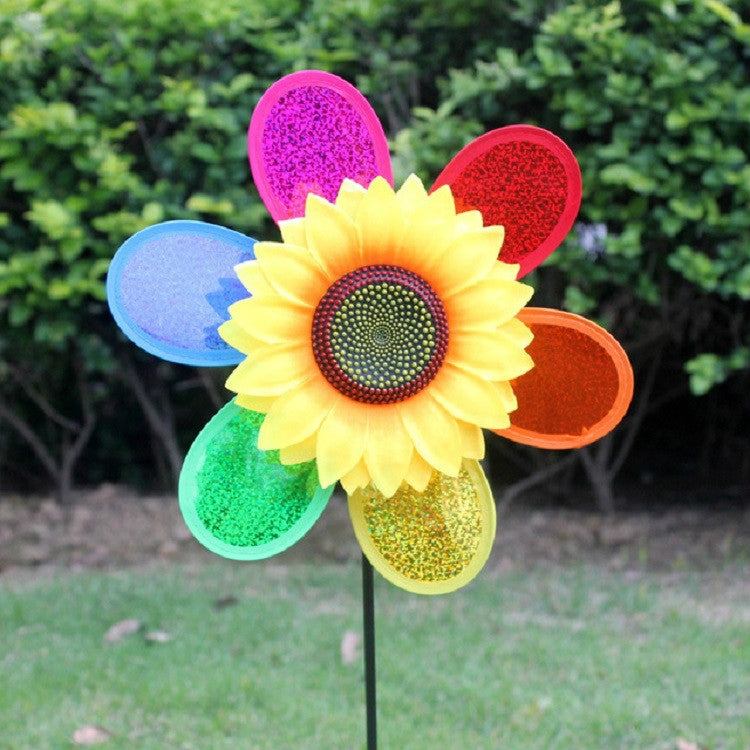 Decorazione da giardino con mulino a vento rotante con paillettes colorate, 3 pezzi, Sunflower