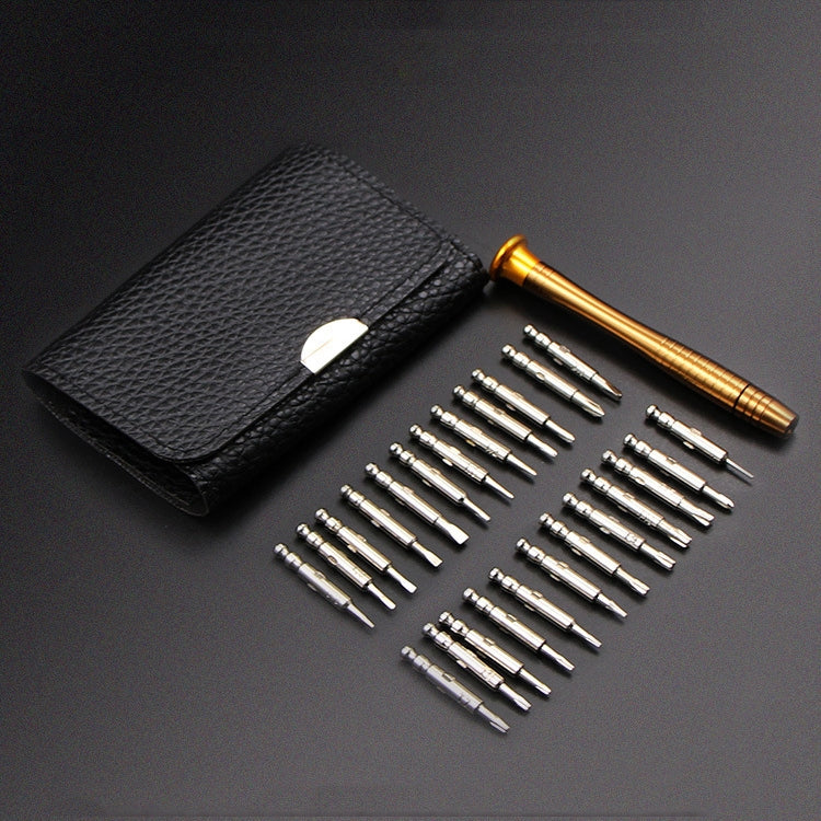 2 Set 25 in 1 Multipurpose Leather Case Manual Screwdriver Set Batch Cell Phone Notebook Repair Tool, 25 in 1(With Magnetic)