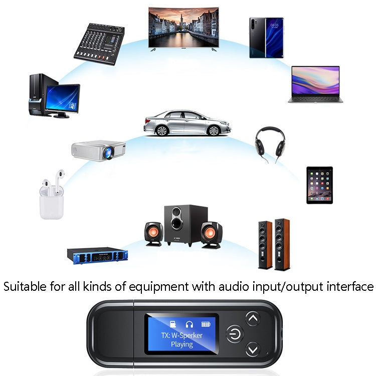 K15Pro con schermo LCD Adattatore Bluetooth Ricevitore audio Trasmettitore 3,5 mm AUX Vivavoce per auto, K15Pro