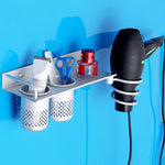 Porta asciugacapelli Space in alluminio dorato, With Barrel (Silver), With Barrel (Gold), With Double Barrel, With Toothbrush Holder