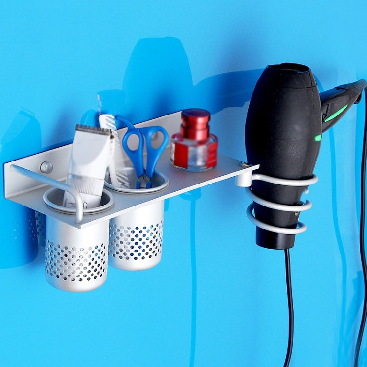 Porta asciugacapelli Space in alluminio dorato, With Barrel (Silver), With Barrel (Gold), With Double Barrel, With Toothbrush Holder