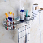 Porta asciugacapelli Space in alluminio dorato, With Barrel (Silver), With Barrel (Gold), With Double Barrel, With Toothbrush Holder