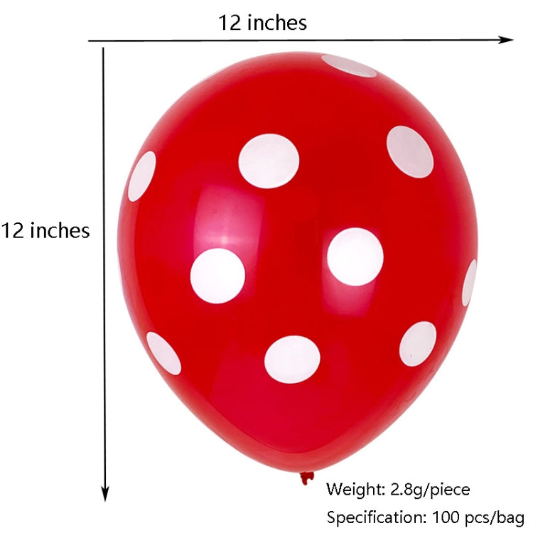100 PZ FY-10280 12 Pollici Dot Party Palloncino Decorativo Disposizione Scena Matrimonio Palloncino In Lattice, Black White Dot, Green White Dot, Pink White Dot, Red White Dot, Deep Blue White Dot, Light Blue White Dot, Yellow White Dot                ...