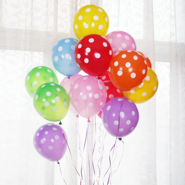 100 PZ FY-10280 12 Pollici Dot Party Palloncino Decorativo Disposizione Scena Matrimonio Palloncino In Lattice, Black White Dot, Green White Dot, Pink White Dot, Red White Dot, Deep Blue White Dot, Light Blue White Dot, Yellow White Dot                ...