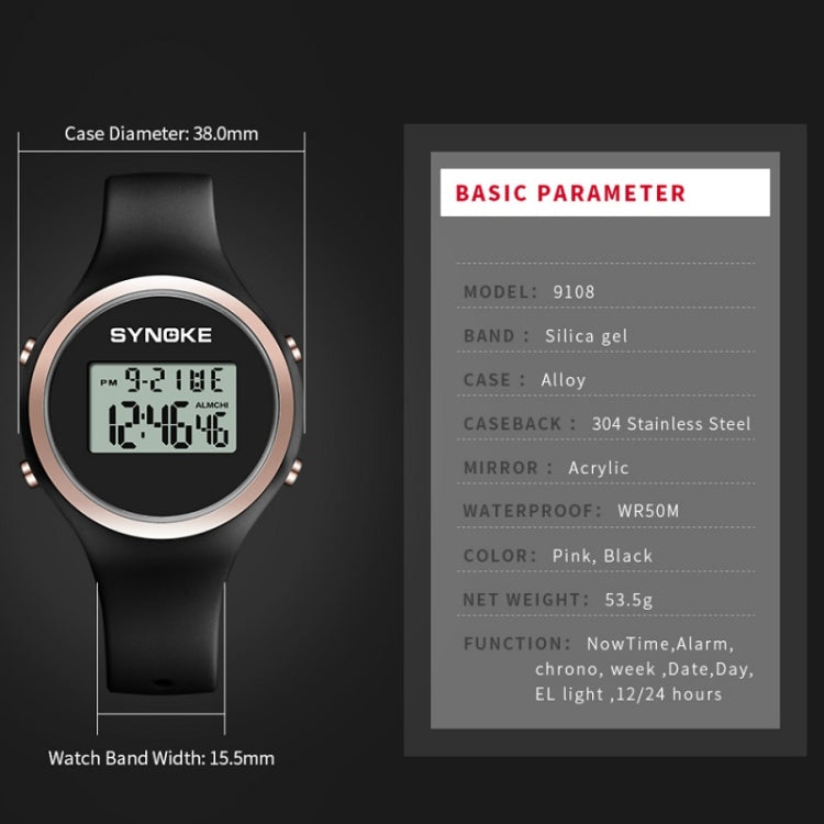 SYNOKE 9108 Orologio elettronico con cinturino in silicone per studenti