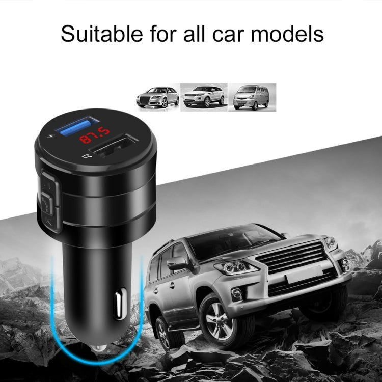Caricabatteria da auto per lettore musicale con trasmettitore FM per auto vivavoce Bluetooth per auto, X20 Black