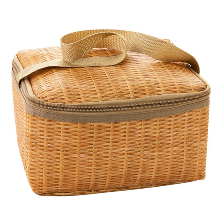 Contenitore per il pranzo al sacco termico portatile isolato in tela imitazione rattan