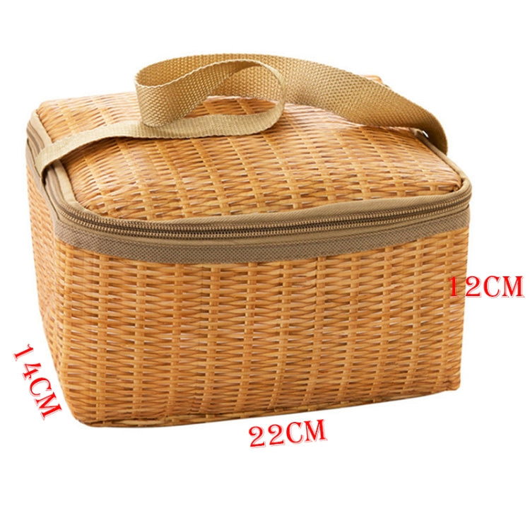 Contenitore per il pranzo al sacco termico portatile isolato in tela imitazione rattan