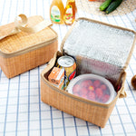 Contenitore per il pranzo al sacco termico portatile isolato in tela imitazione rattan