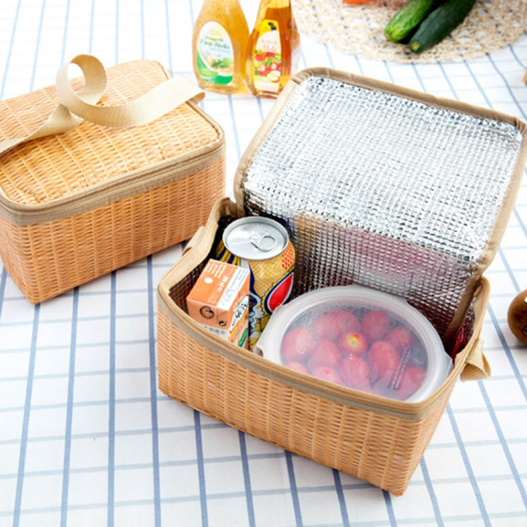 Contenitore per il pranzo al sacco termico portatile isolato in tela imitazione rattan