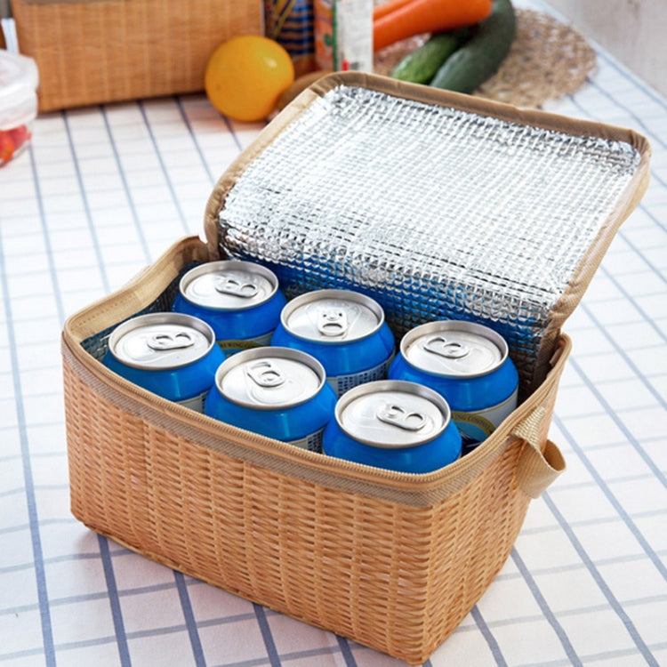 Contenitore per il pranzo al sacco termico portatile isolato in tela imitazione rattan