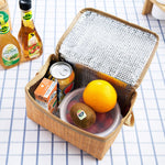 Contenitore per il pranzo al sacco termico portatile isolato in tela imitazione rattan