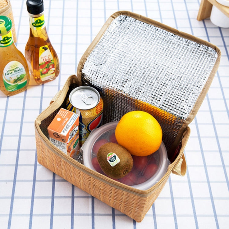 Contenitore per il pranzo al sacco termico portatile isolato in tela imitazione rattan