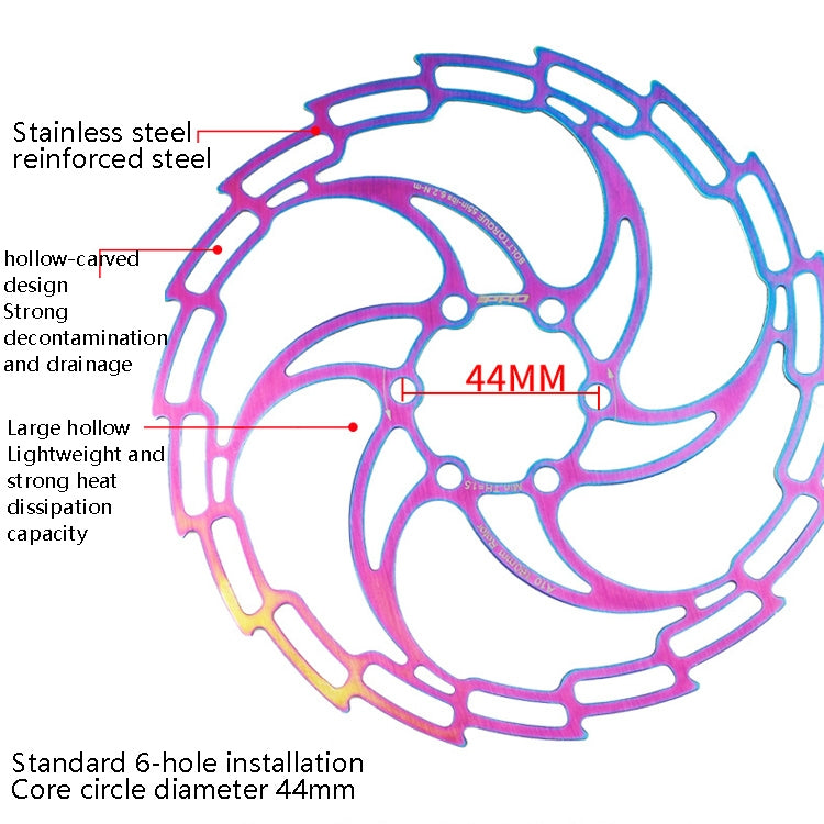 IIIPRO Bike Disc Mountain Bike Hollow Disc Dish Six Nail Brake Pad, Stile:, 160mm, 180mm, 203mm