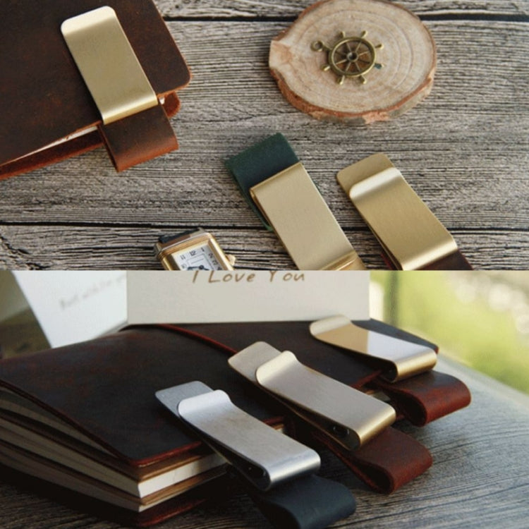 Portapenne in metallo con clip per penna in pelle per notebook vintage da 3 pezzi, stile:, Stainless Steel, Brass