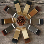 Portapenne in metallo con clip per penna in pelle per notebook vintage da 3 pezzi, stile:, Stainless Steel, Brass