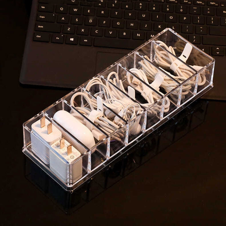2 PCS Dust Storage Line Box Hub Finishing Box Desktop Data Cable Storage Box, Specifica:, 8 Grid Basic, 8 Grid Increase, 8 Grid Increase With Cover