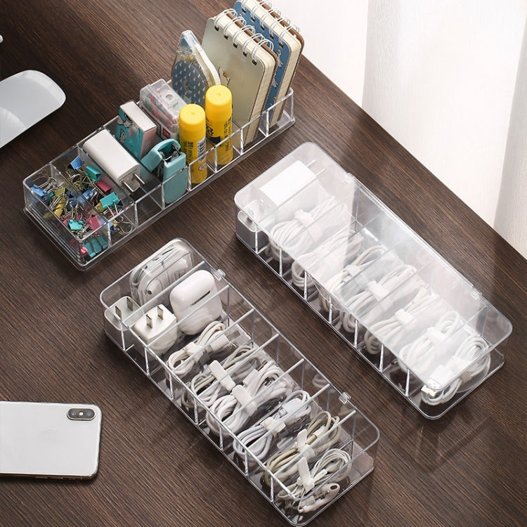 2 PCS Dust Storage Line Box Hub Finishing Box Desktop Data Cable Storage Box, Specifica:, 8 Grid Basic, 8 Grid Increase, 8 Grid Increase With Cover