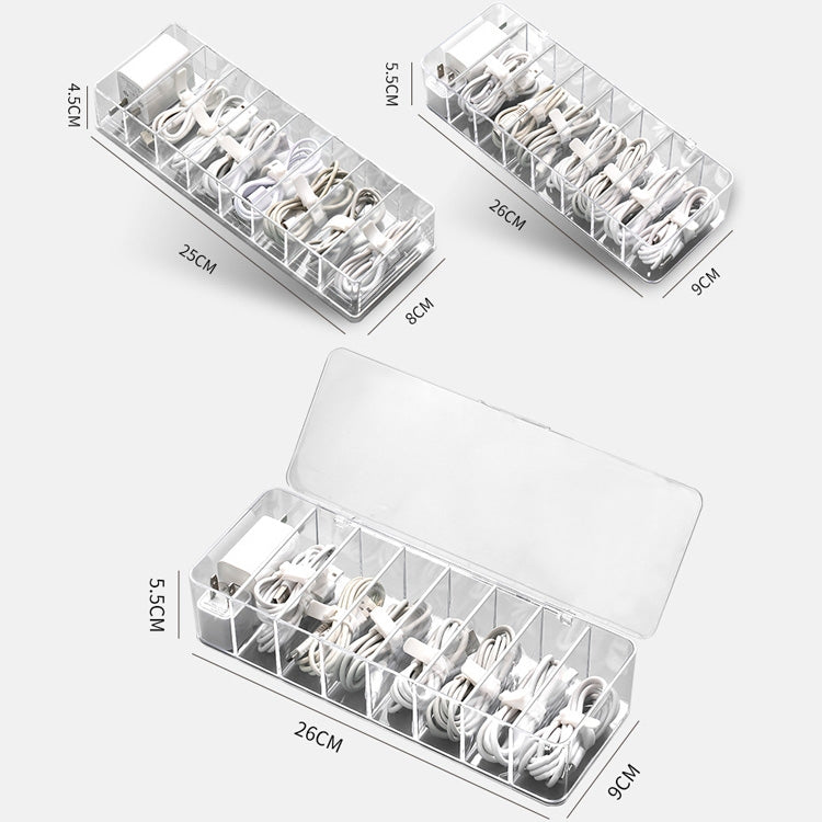 2 PCS Dust Storage Line Box Hub Finishing Box Desktop Data Cable Storage Box, Specifica:, 8 Grid Basic, 8 Grid Increase, 8 Grid Increase With Cover