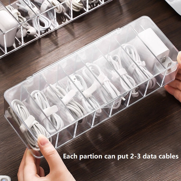 2 PCS Dust Storage Line Box Hub Finishing Box Desktop Data Cable Storage Box, Specifica:, 8 Grid Basic, 8 Grid Increase, 8 Grid Increase With Cover