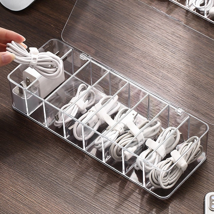 2 PCS Dust Storage Line Box Hub Finishing Box Desktop Data Cable Storage Box, Specifica:, 8 Grid Basic, 8 Grid Increase, 8 Grid Increase With Cover