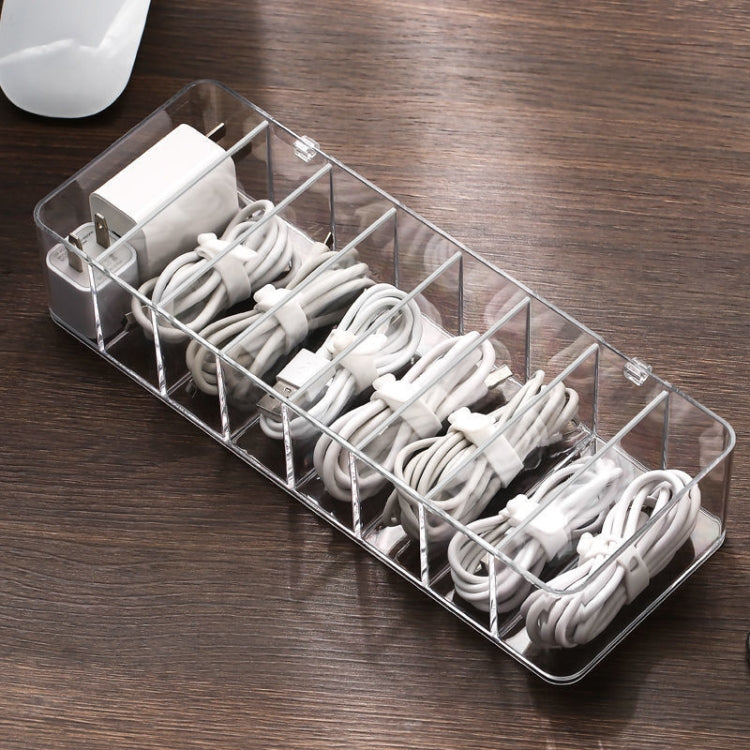 2 PCS Dust Storage Line Box Hub Finishing Box Desktop Data Cable Storage Box, Specifica:, 8 Grid Basic, 8 Grid Increase, 8 Grid Increase With Cover