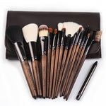 ZOREYA 15 in 1 Set di pennelli per trucco in noce nera Set completo di strumenti di bellezza Pennello per trucco in polvere per capelli in nylon
