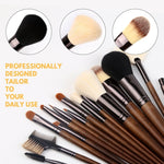 ZOREYA 15 in 1 Set di pennelli per trucco in noce nera Set completo di strumenti di bellezza Pennello per trucco in polvere per capelli in nylon