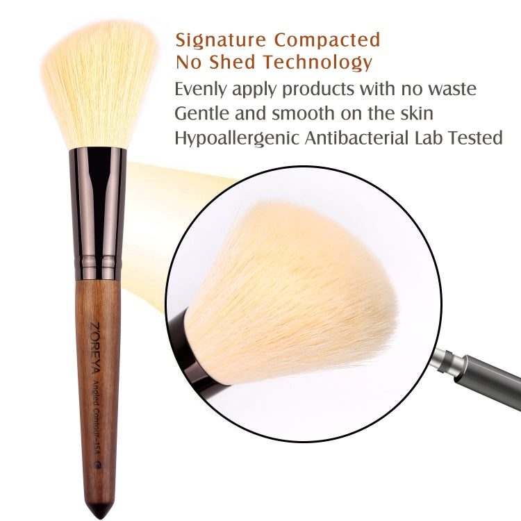 ZOREYA 15 in 1 Set di pennelli per trucco in noce nera Set completo di strumenti di bellezza Pennello per trucco in polvere per capelli in nylon