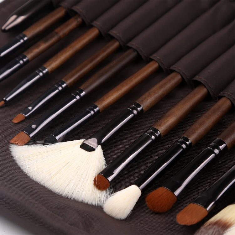 ZOREYA 15 in 1 Set di pennelli per trucco in noce nera Set completo di strumenti di bellezza Pennello per trucco in polvere per capelli in nylon