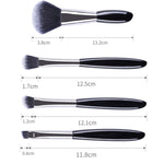 Set di pennelli per trucco 4 in 1 Black Pebbles Pennello per ombretto Pennello per fondotinta Pennello per trucco portatile,Stile:, Bare Brush, Brush + Makeup Brush Bag