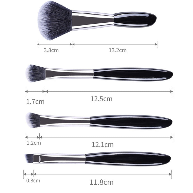 Set di pennelli per trucco 4 in 1 Black Pebbles Pennello per ombretto Pennello per fondotinta Pennello per trucco portatile,Stile:, Bare Brush, Brush + Makeup Brush Bag