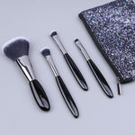 Set di pennelli per trucco 4 in 1 Black Pebbles Pennello per ombretto Pennello per fondotinta Pennello per trucco portatile,Stile:, Bare Brush, Brush + Makeup Brush Bag