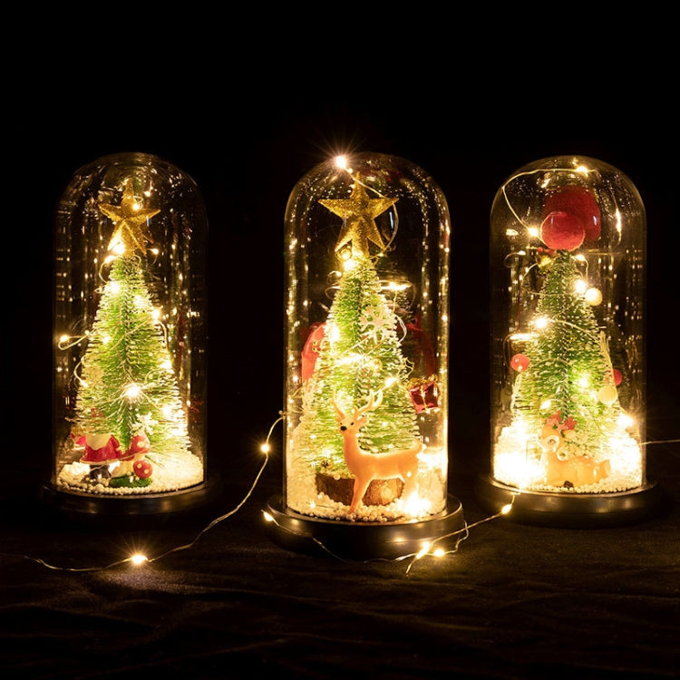 Ornamenti luminosi a LED con copertura in vetro per vetrina natalizia in cedro