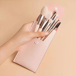 Set di pennelli per trucco mini manico in legno 8 in 1 Pennello portatile per cipria in polvere