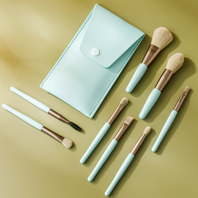 Set di pennelli per trucco mini manico in legno 8 in 1 Pennello portatile per cipria in polvere