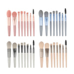 Set di pennelli per trucco mini manico in legno 8 in 1 Pennello portatile per cipria in polvere