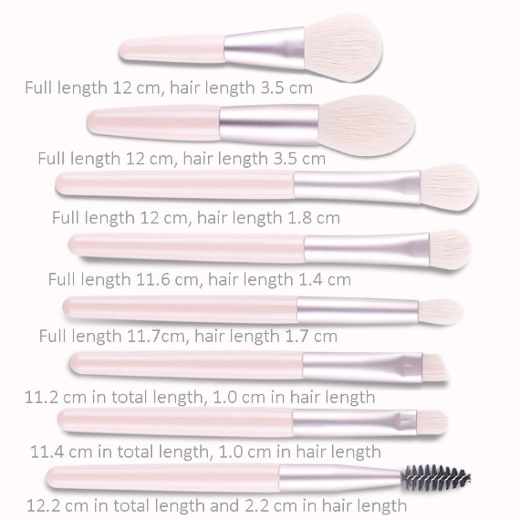Set di pennelli per trucco mini manico in legno 8 in 1 Pennello portatile per cipria in polvere