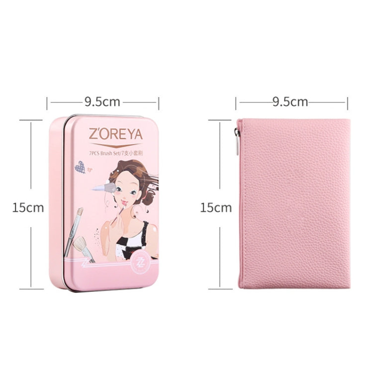 ZOREYA ZS744 Set di pennelli per trucco 7 in 1 Pennello per strumenti di bellezza, Pink + Bag, Black + Bag, Pink + Iron Box, Black + Iron Box