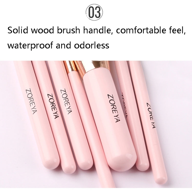ZOREYA ZS744 Set di pennelli per trucco 7 in 1 Pennello per strumenti di bellezza, Pink + Bag, Black + Bag, Pink + Iron Box, Black + Iron Box