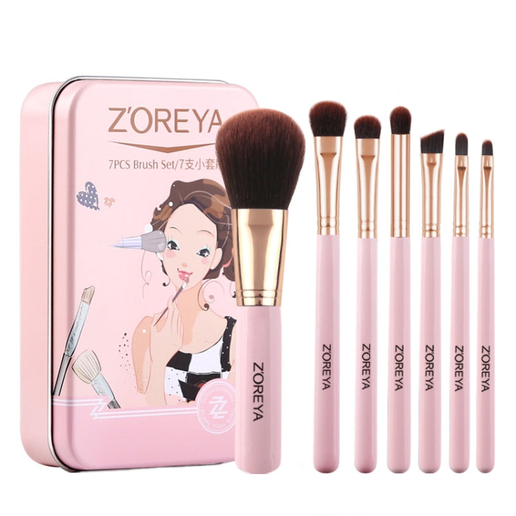 ZOREYA ZS744 Set di pennelli per trucco 7 in 1 Pennello per strumenti di bellezza, Pink + Bag, Black + Bag, Pink + Iron Box, Black + Iron Box