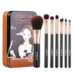 ZOREYA ZS744 Set di pennelli per trucco 7 in 1 Pennello per strumenti di bellezza, Pink + Bag, Black + Bag, Pink + Iron Box, Black + Iron Box