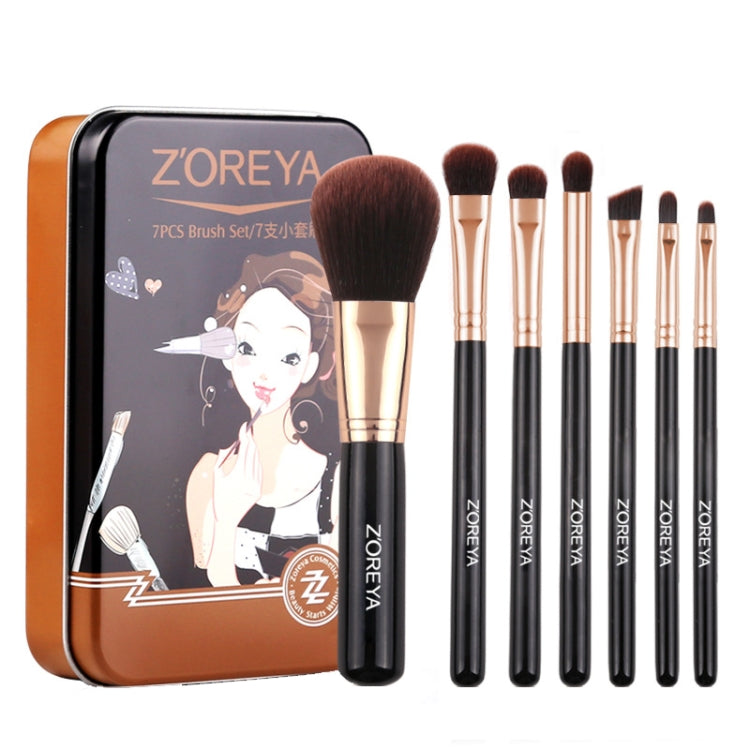 ZOREYA ZS744 Set di pennelli per trucco 7 in 1 Pennello per strumenti di bellezza, Pink + Bag, Black + Bag, Pink + Iron Box, Black + Iron Box