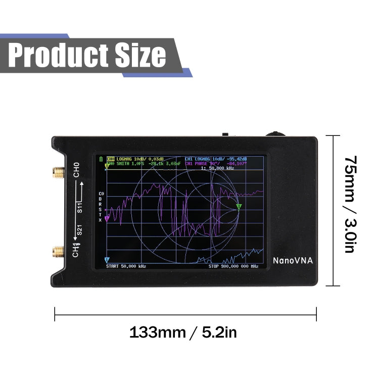 NANOVNA-H Versione aggiornata Analizzatore di antenna di rete vettoriale TFT da 2,8 pollici 50Khz-1.5Ghz MF HF VHF UHF con slot per scheda SD senza scheda, 4 Inch