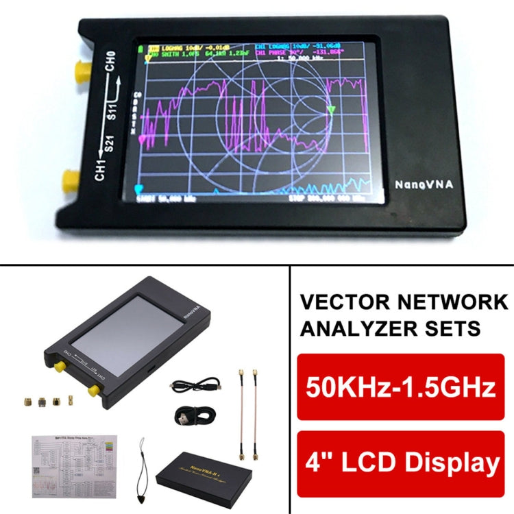 NANOVNA-H Updated Version 2.8 Inch TFT Vector Network Antenna Analyzer 50Khz-1.5Ghz MF HF VHF UHF with SD Card Slot Without Card, 4 Inch