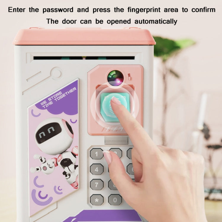 Bambini Cartone animato Simulazione Volto umano Impronte digitali Musica Cinese britannico Switch Piggy Bank, Specifica:, Battery (Blue), Battery (Pink)